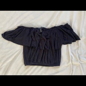 black off the shoulder crop top